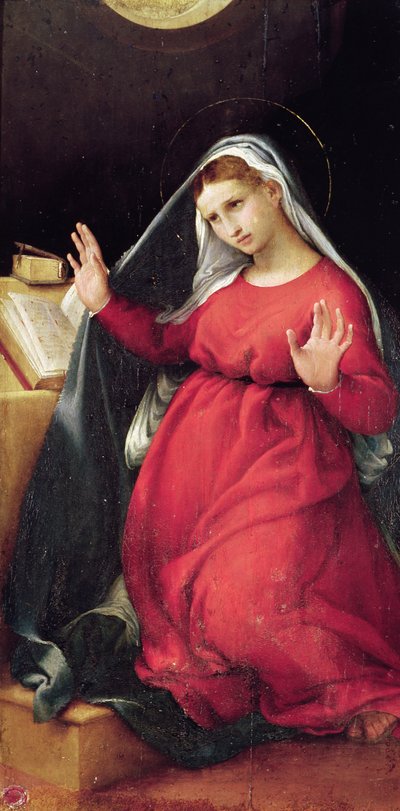 Die Jungfrau, rechte Tafel der Verkündigung von Lorenzo Lotto